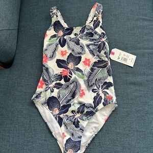 Roxy Blue and White Floral One Piece Swimsuit